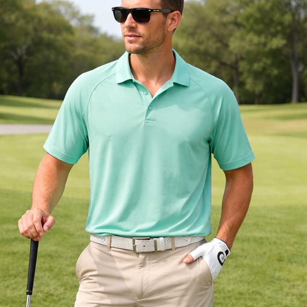 ❤️ Slazenger Polo Shirt Men's Large Mint Green Golf Performance Athletic Casual